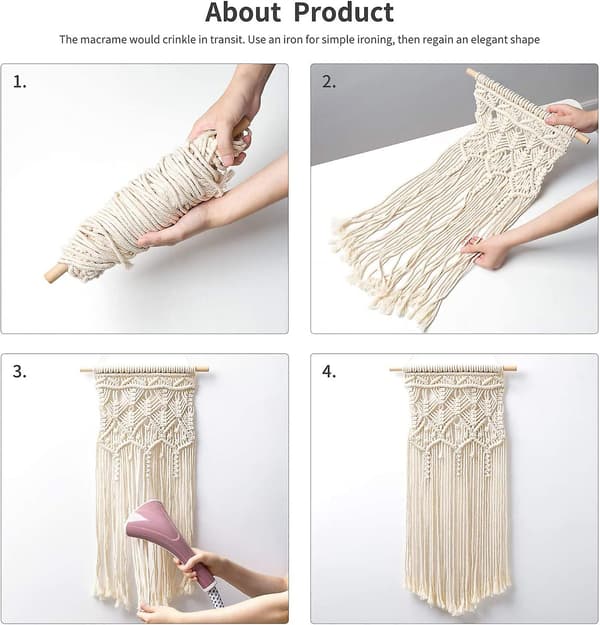 2 st Macrame vävda väggbonader Boho Home Chic Bohemian Geometric Art Decor - Vacker dekoration för barnrum, sovrum, lägenhet, sovsal, present till Chri