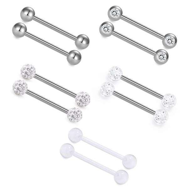 10-pack Tungpiercingringar 14 Gauge 16mm Flexibelt Kirurgiskt Stål