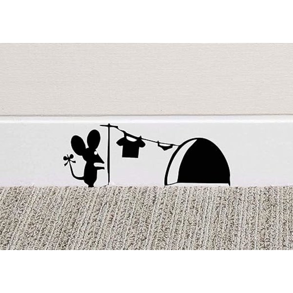 5 kpl mustien ja valkoisten hiirireiän seinätarroja 7x17cm