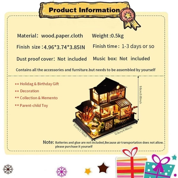 1 kpl Puinen Miniatyyri Nukkekoti /Rantakohde/Autokauppa, DIY