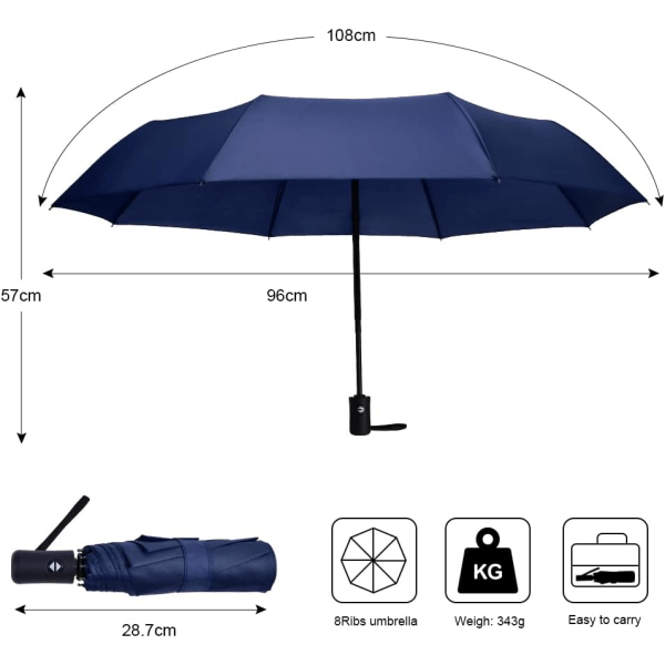 Foldbar paraply, Kompakt automatisk paraply sammenleggbar åpning og