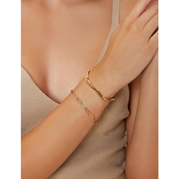 Tårar Guld Manschett Armband för Kvinnor Justerbar 18K Guldpläterad