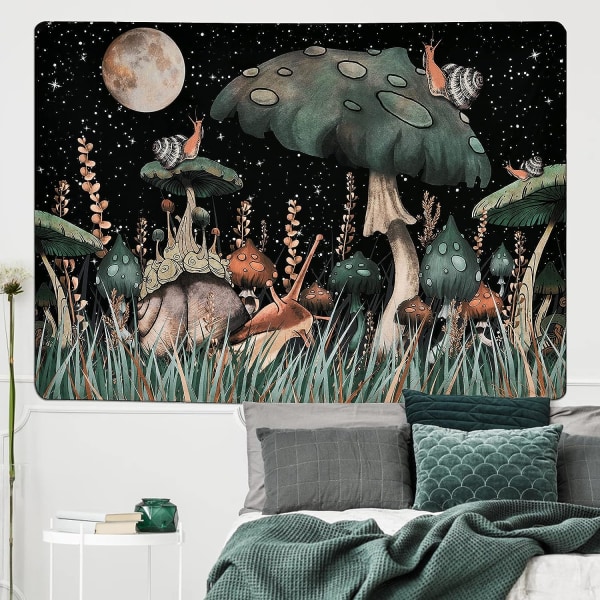 Trippy Mushroom Tapestry Moon and Stars Snigel Tapestry Fantasy