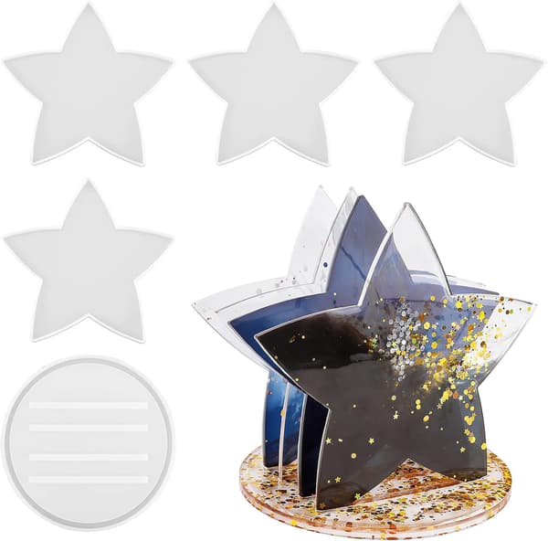 5 kpl Pentagram-alustanpidike setti silikonimuotti DIY epoksitippu