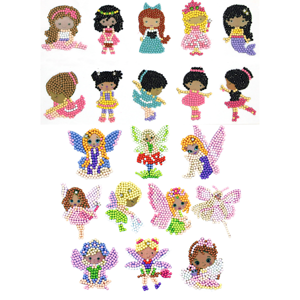 20 stk 5D Diamantmaleri Stickersæt Prinsesse Elf Fe for
