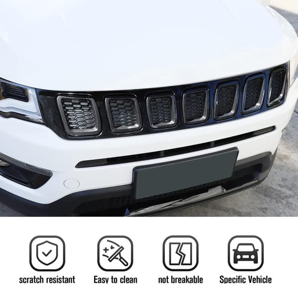 Grillbeskyttelse i karbonfiber for Jeep Compass MP 2017-2020