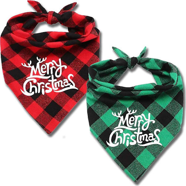 Hunde bandana, klassisk jule kæledyr tørklæde justerbar vaskbar buffalo plaid trekant hagesmæk