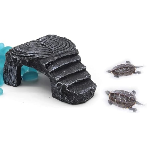 1 skilpaddeøy reptilskjulested, akvariumdekorasjoner