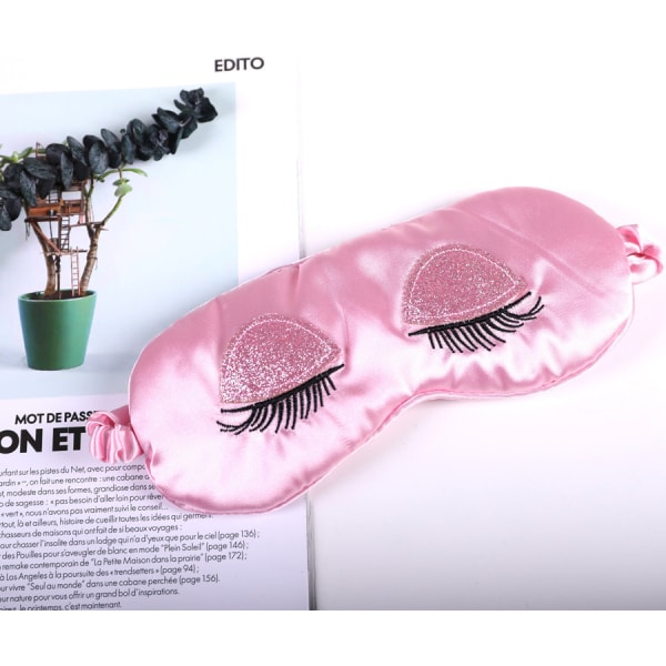 Pink sleep mask, sequin long eyelashes imitation Silk Eye Mask,