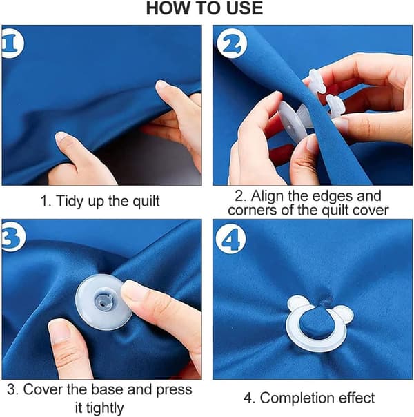 8 stycken Quilt fixers stiftfri säker osynlig lakanhörn