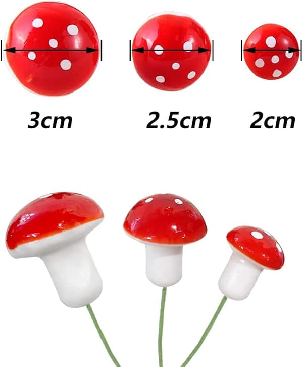 Soppdekorasjon 30 stk DIY Mini Røde Sopper Mini Plantepotte