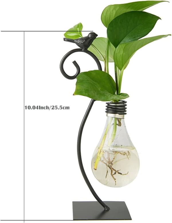 Skrivebords Glas Plante Hydroponisk Vase, Pære Vase med Stativ til