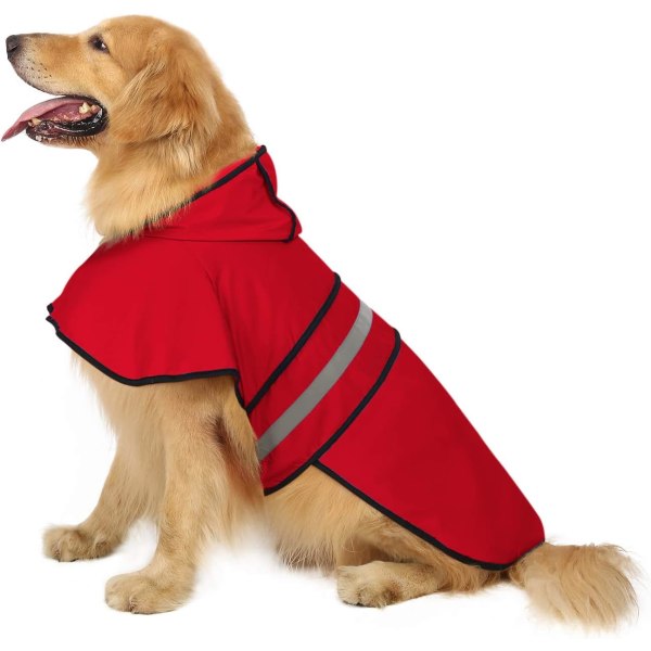 Hooded Dog Raincoat Slicker Poncho for 31-53 Pound Dogs Pet