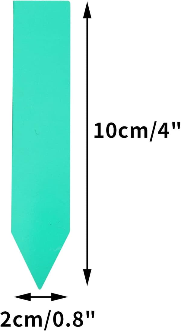 100 st plastväxtmärken, gröna plastträdgårdsmärken 10x2cm