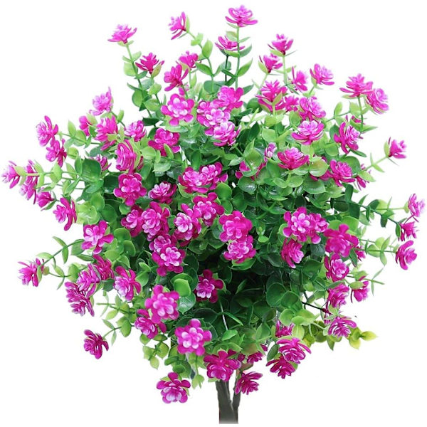 4 Pakker (Lilla Rød) Kunstige Blomster, Eucalyptus Plastik Lotus