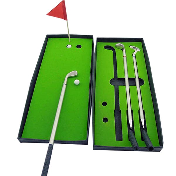 1 st Golfklubbor metall presentpenna set förpackad penna kreativ mini grön