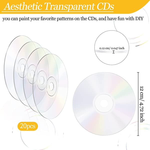 Transparent Dekorativa CD-ROM för Målningshantverk 20-pack Transparent CD för