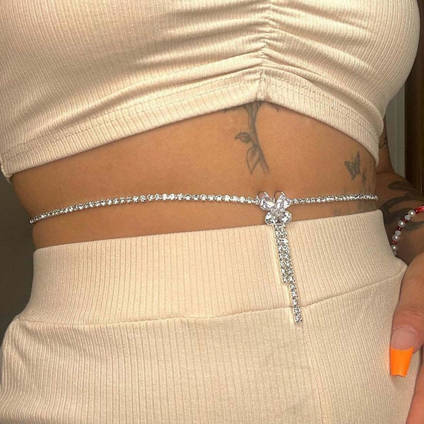 1 stk (Sølv) Carufin Butterfly Formet Kjede Sølv Rhinestone Kropp