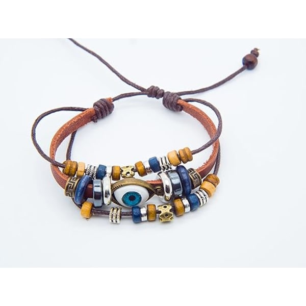National Style Evil Eye Armbånd Boho Vintage Perle Armbånd,Brun