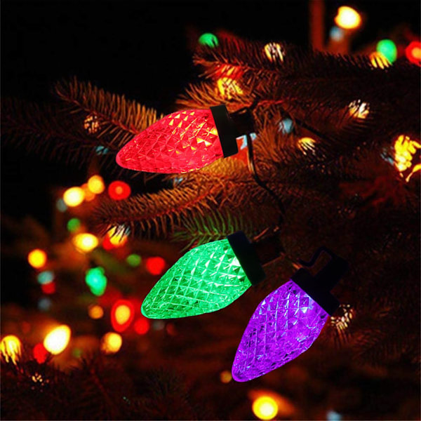 25,7FT 50LED Batteridrevne Julelys, 8 Tilstande Julepynt Indendørs Lys, Vandafvisende C9 Julelys