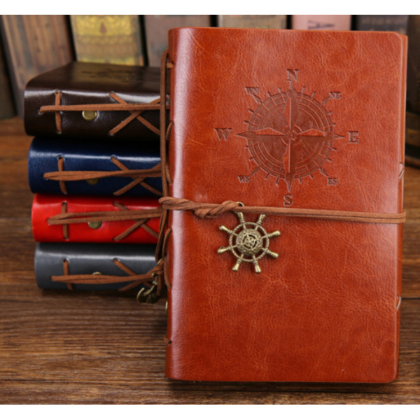 A brown retro refillable notebook, 125*185 mm loose-leaf