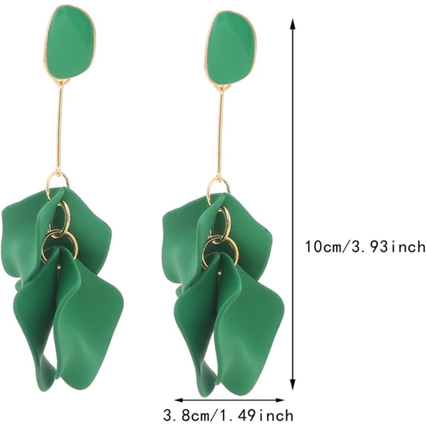 1 par (grønn) Akryl Rose Petal Dingle øredobber for kvinner Lang