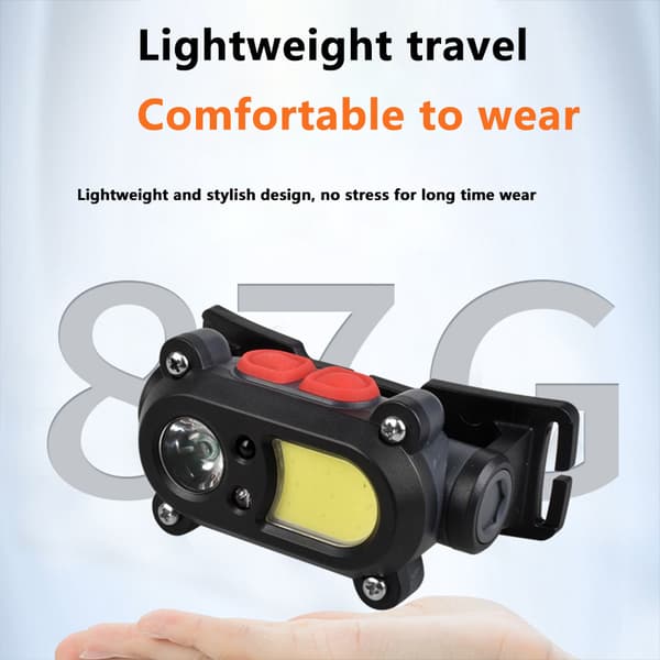 1 stk LED COB sterk lys sensor hodelykt 6-trinns fjernlys