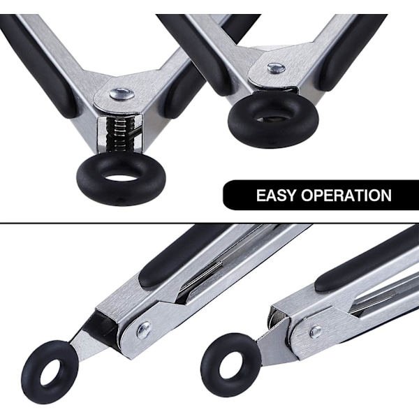 Svart 7\" Mini Silikon Serveringstång Set