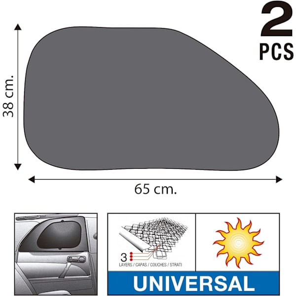 66*38cm Bilsidofönster Sugkopp Mörkläggningsgardin Biltillbehör