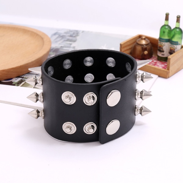 Sort armbåndsmanchet bælte Armbånd sort læder reb punk rock