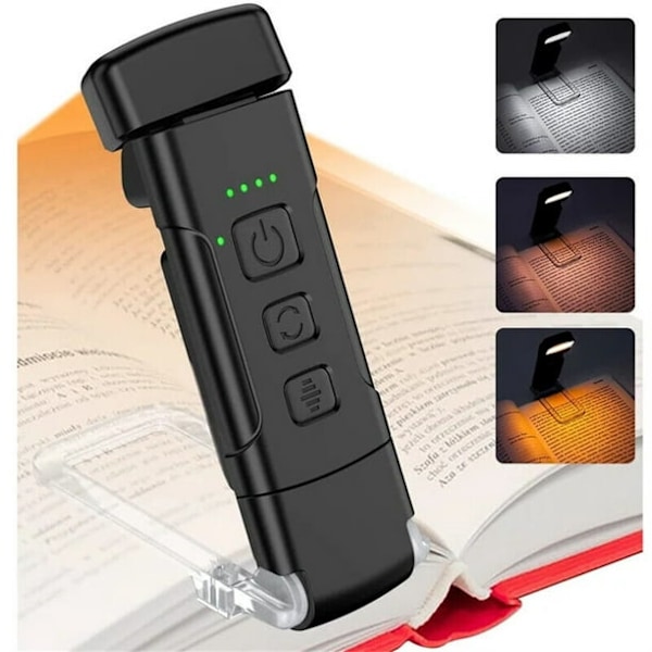 USB Rechargeable Book Light for Reading in Bed Car, Portable Clip