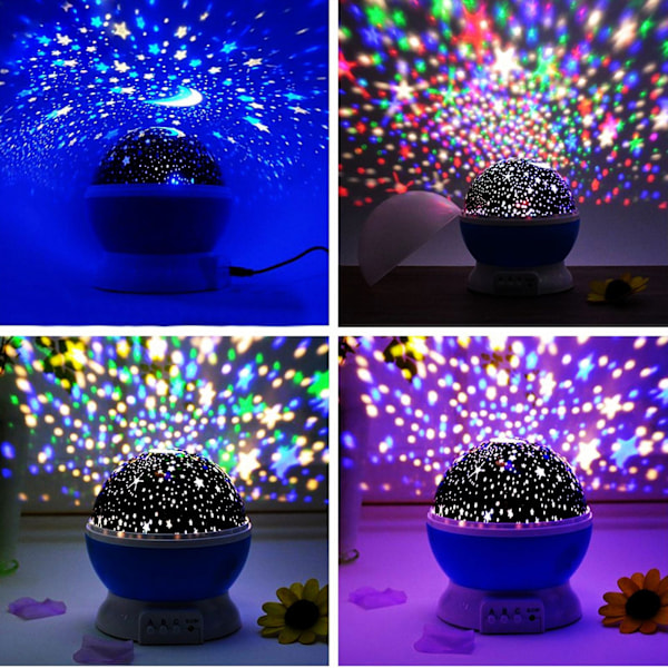 Stjerner Stjernehimmel LED Nattlys Projektor Månelampe Batteri USB