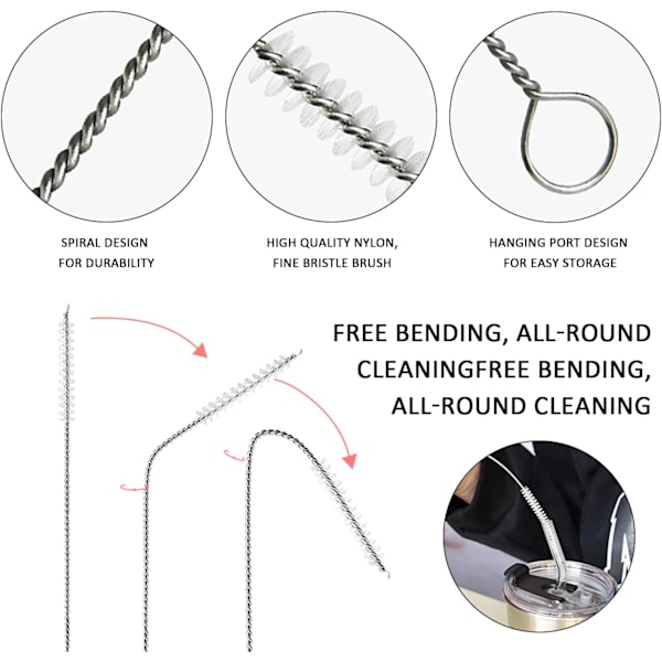 10-pack Nylon Rengöringsborstar, 1 krok för rengöring av små rör
