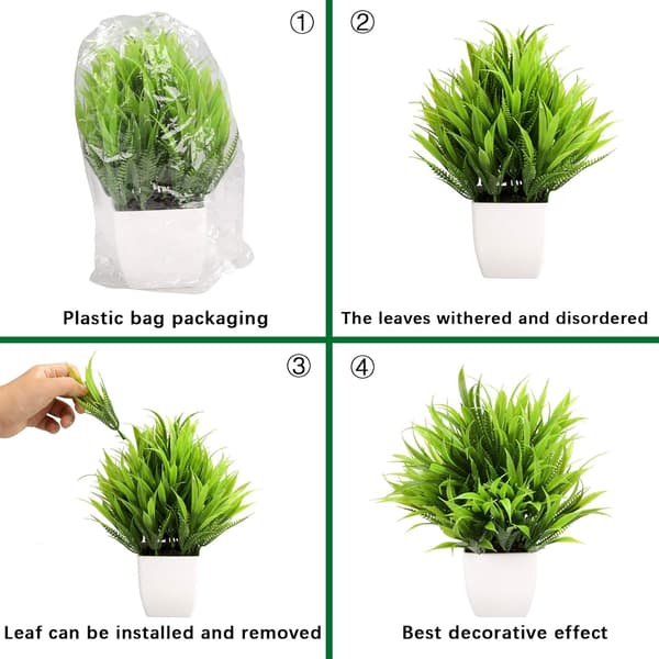 3 stk. Mini kunstige planter i potter, kunstige plastik eukalyptusplanter