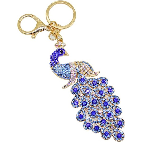 1 Peacock Metal Sparkling Crystal Rhinestone Avaimenperä Avaimenperä