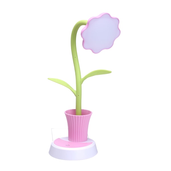 Rosa skrivebordslampe for barn, dimbar nattlampe med