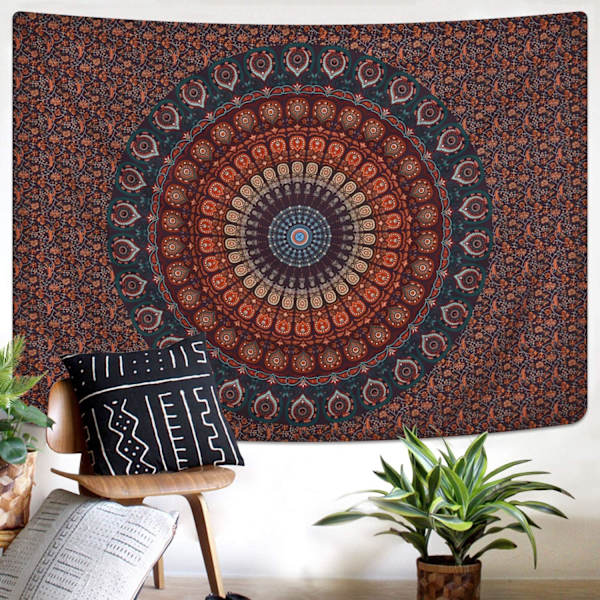 Bohemisk Mandala Väggbonad Hippie Väggbonader Psykedelisk Påfågel