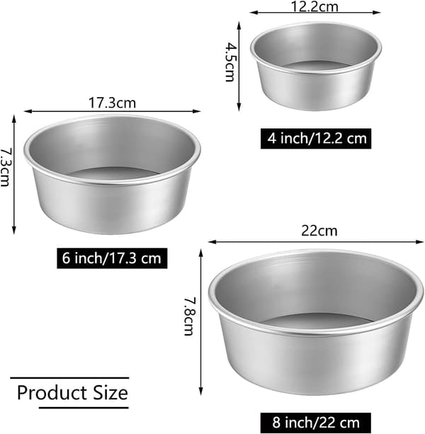 Sæt af 3 Runde Kageforme - Professionel Non-Stick Aluminium