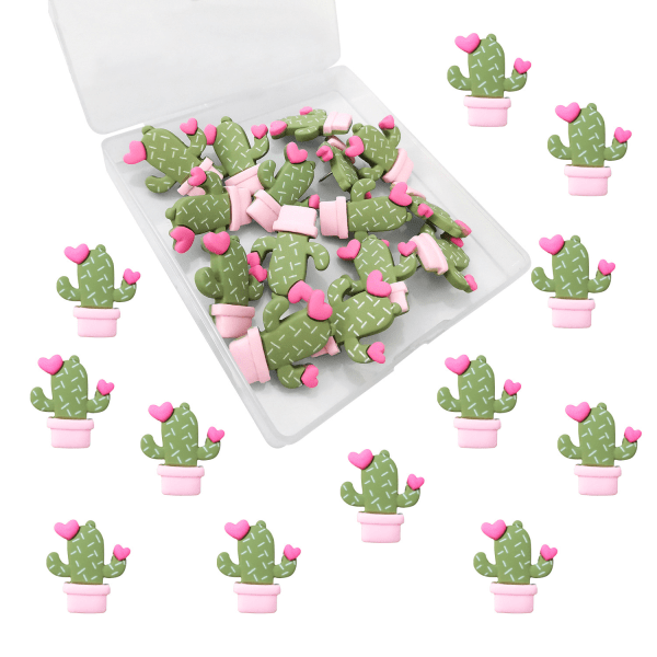15 STK kreativ rosa kjærlighet kaktus veggdekorasjon H-formede negler