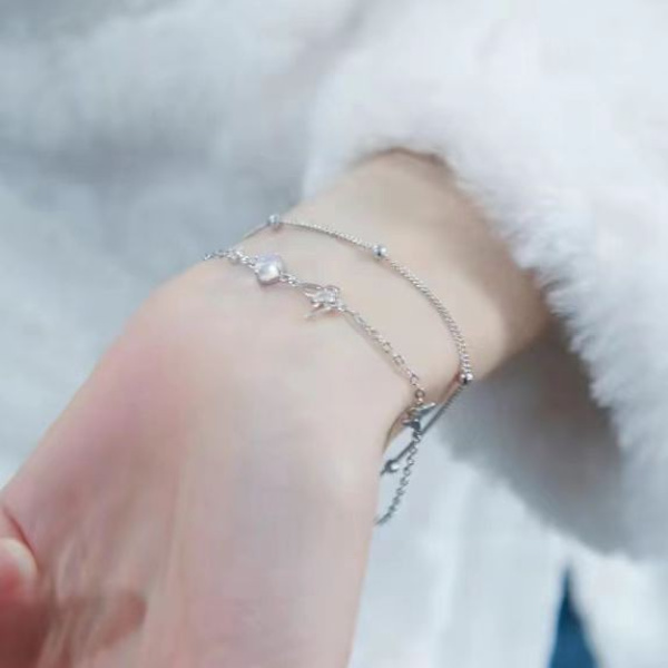 1 stk (Sølv) Butterfly Anklet Kvinder Sterling Sølv med Cubic