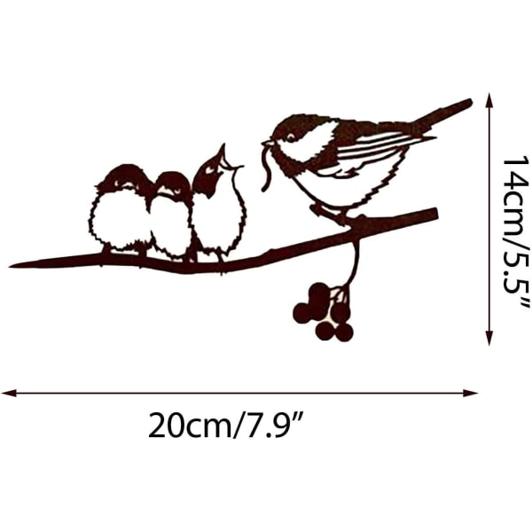 Metallfugl Stål Silhuett, Grenfugl Dekorasjon (C-Fôring Bi