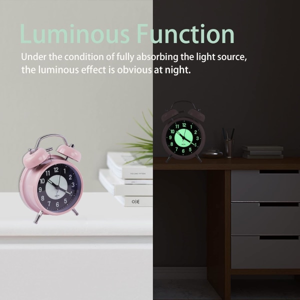 Retro Luminous Herätyskello Hiljainen Kvartsi Sänkykello