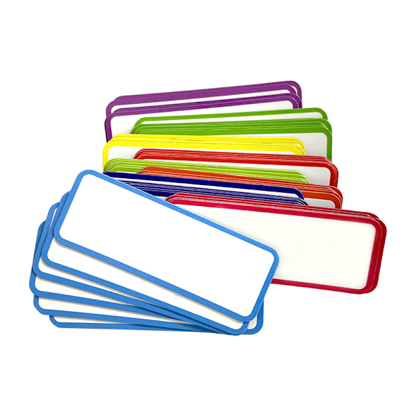 54-pakning whiteboard-magneter, 9 farger - 30 x 80 mm