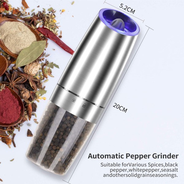 Set of 2 spice grinders, adjustable battery-operated electric