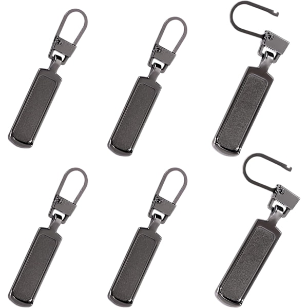 (Gunmetal) 6 stk. Erstatningsglidelås-topper, Universal Avtakbare