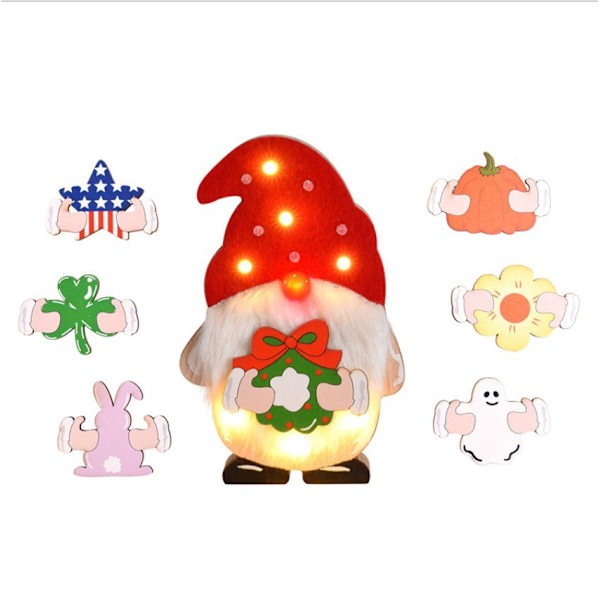1 set juldekorationer DIY träbelysta ornament