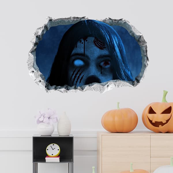 3D Halloween Väggdekaler, Kvinnlig Spöke Halloween Vägg