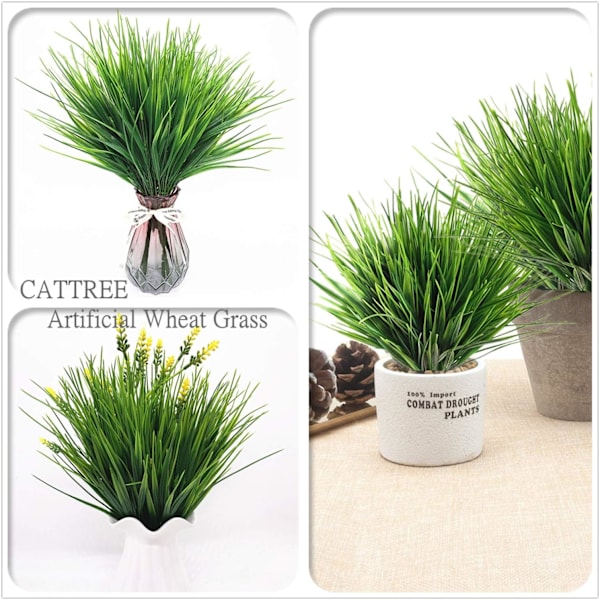 Vetegräs - 8 st - CATTREE Konstgjorda Buskar, Plast Vetegräs Gröna Blad Falska Växter Bröllop Inomhus O