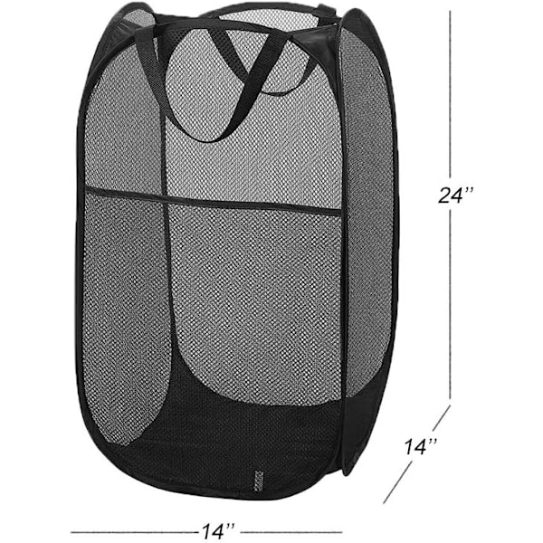 Ponnahtava verkkopyykkikori, kokoontaitettava ja kannettava vaatepesu