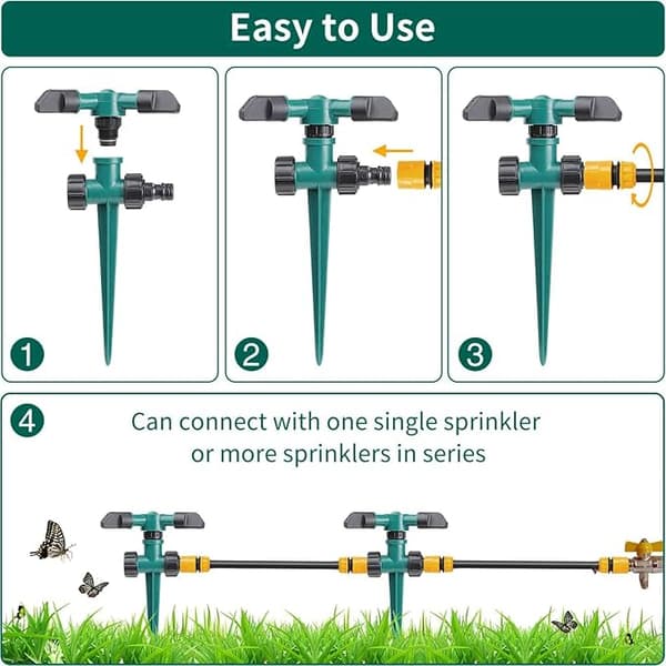 Sett med 4 360° roterende sprinkler for hagevanningssystem